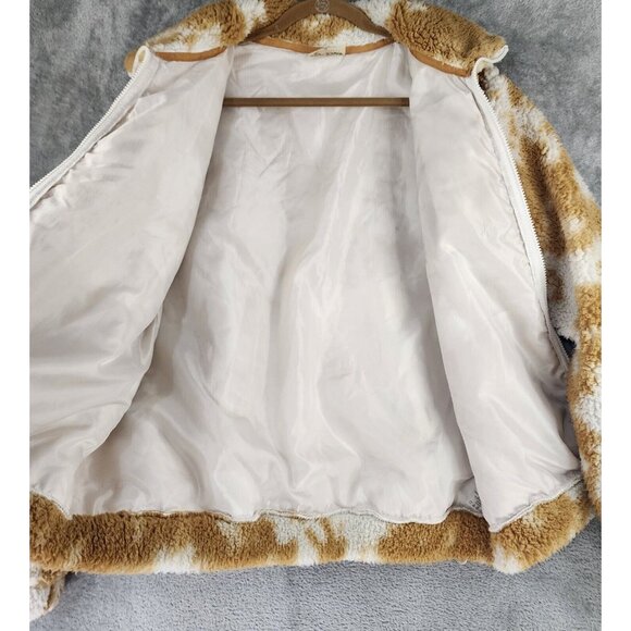 Betsy Johnson Performance Jacket Womens Medium Brown White Full Zip Faux Sherpa - Picture 3 of 12